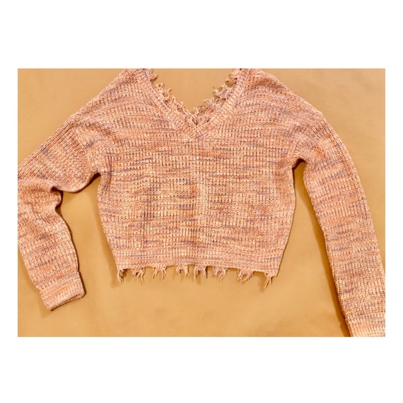 Pink knitted off the shoulder sweater Large - Picture 2 of 3